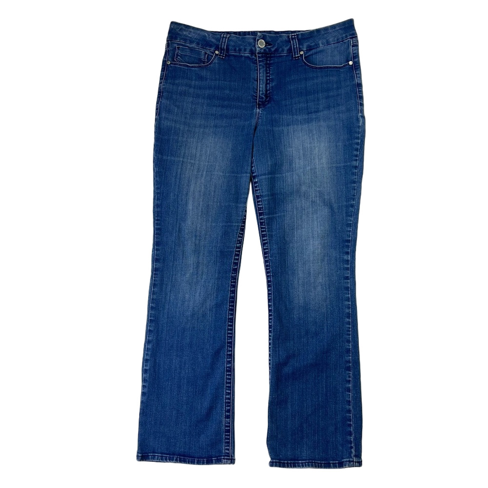 Seven7 Jeans Tummyless High Rise Slim Boot Cut Size 18 Womens Mid Wash 36x30
